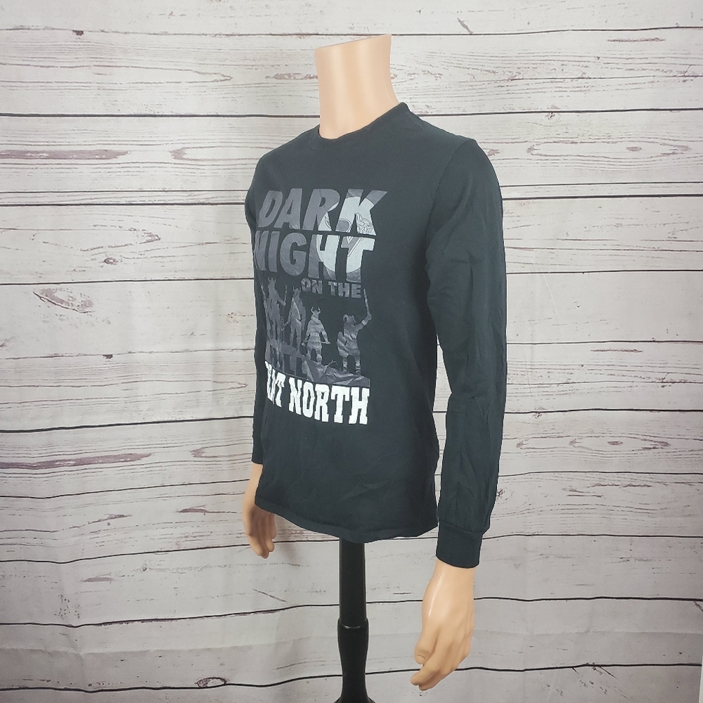 Dark Night Men’s Small Black Long Sleeve Tee – Casual Basic Shirt - Picture 3 of 6